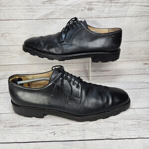 Salvatore Ferragamo Black Pebbled Grain Oxford Size 13 Made in Italy Dress Shoes